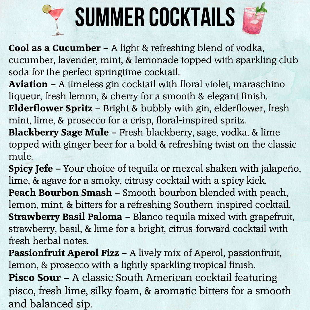 Summer Cocktails at the HUB 2026