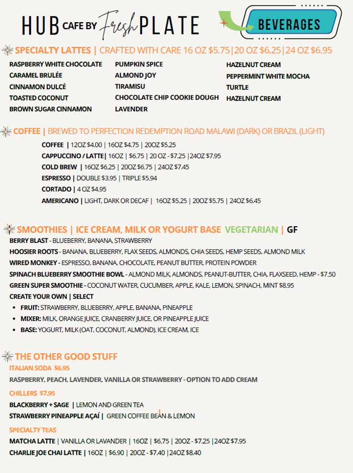 Summer beverages fresh plate HUB