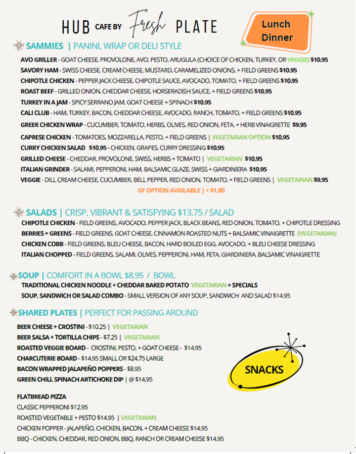 Summer lunch dinner fresh plate HUB